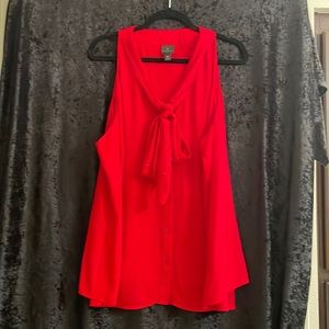 Worthington Red Tie Neck Blouse 2X